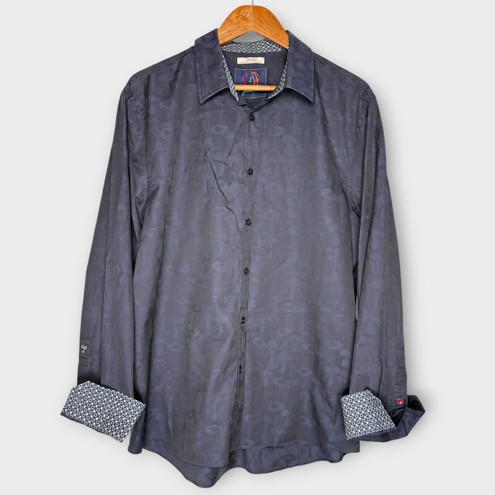 John Lennon Flip Cuff Mushroom Print Blue Button Up Shirt Long Sleeve Cotton XL - Picture 13 of 13